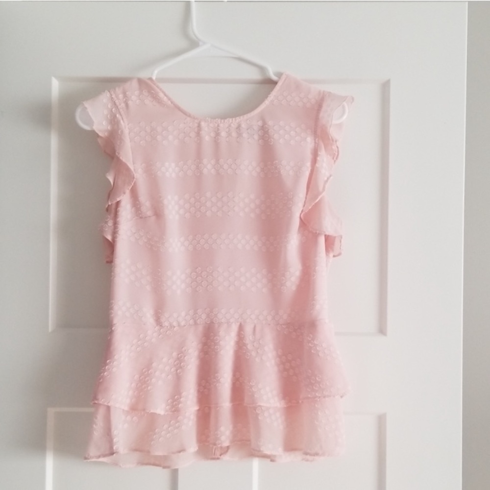 Banana Republic Pink Peplum Dotted Top